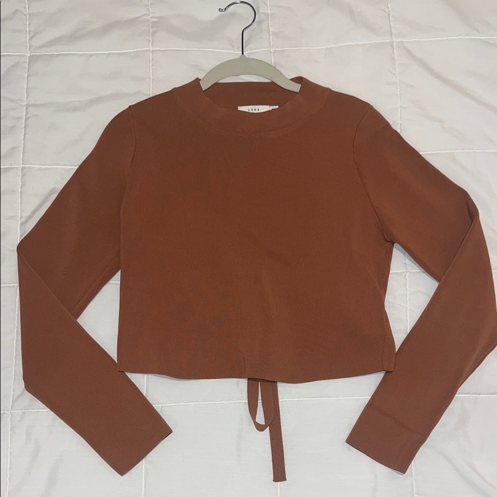 Lush Tawny Long Sleeve Back Out Top
